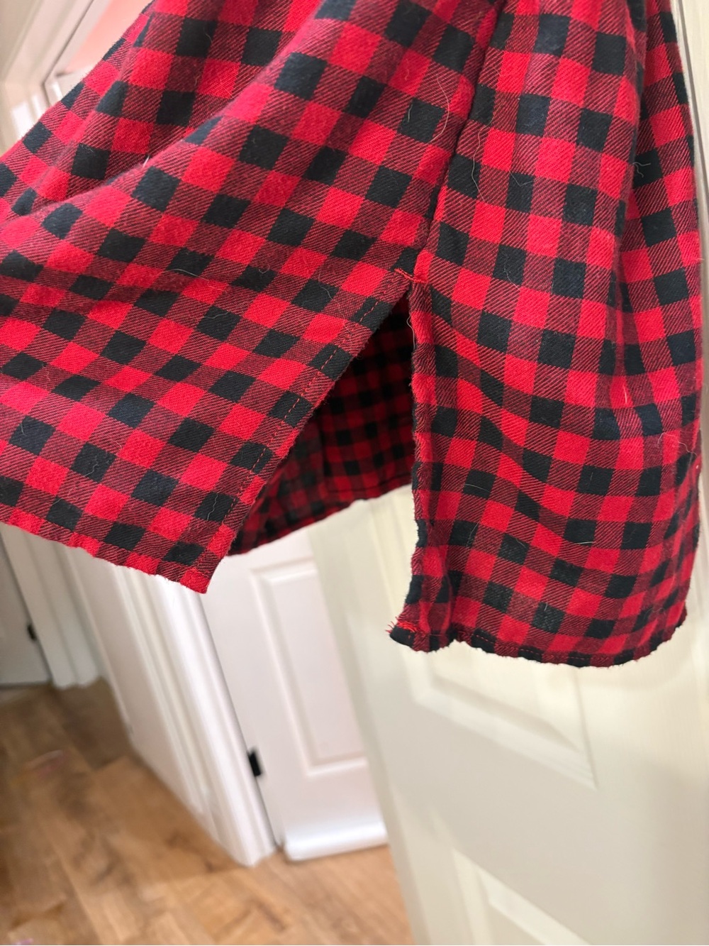 American Eagle Plaid Button-Front Peplum Top - Picture 6 of 6